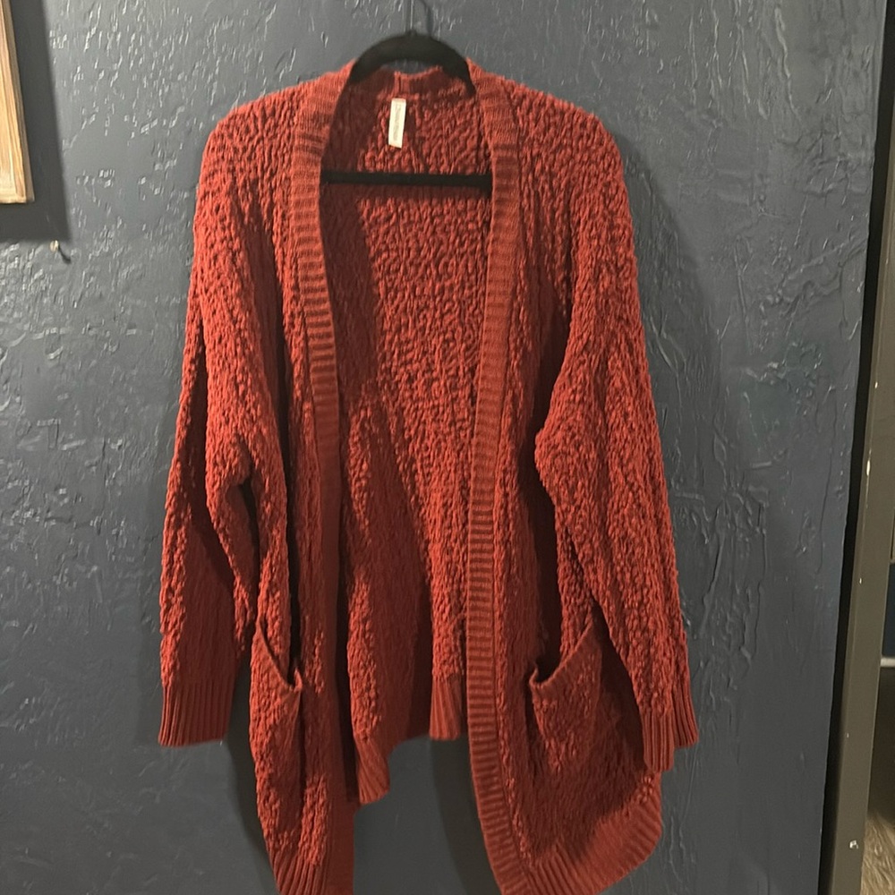 Rust colored sweater cardigan
